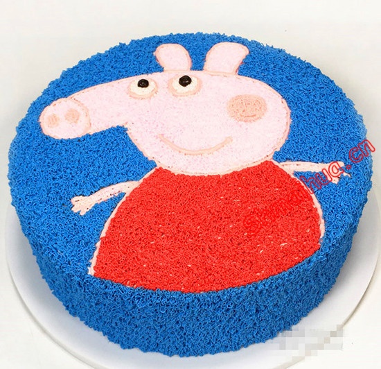 我是佩佩猪-8寸 鲜奶蛋糕，可爱佩佩猪图案创意蛋糕